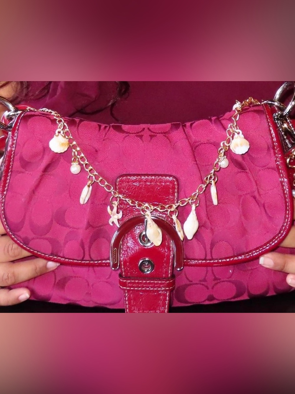 Coach burgundy Signature Shoulder Bag